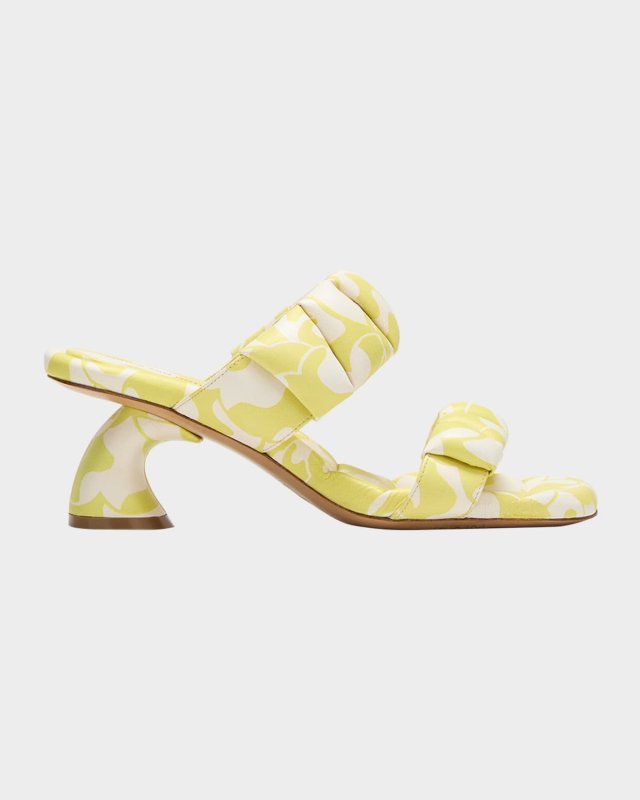 Printed Leather Dual-Band Slide Sandals